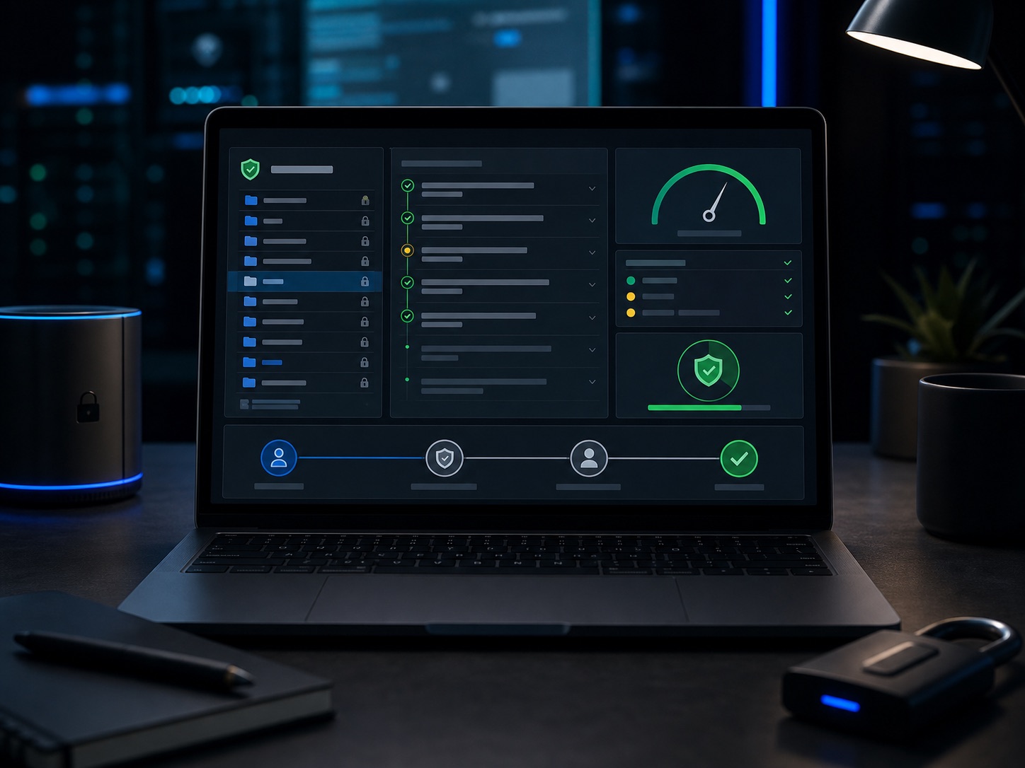 Specship control center visual with protected repo access, audit log, approval timeline, and budget guardrails.